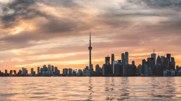 The Toronto skyline over the water