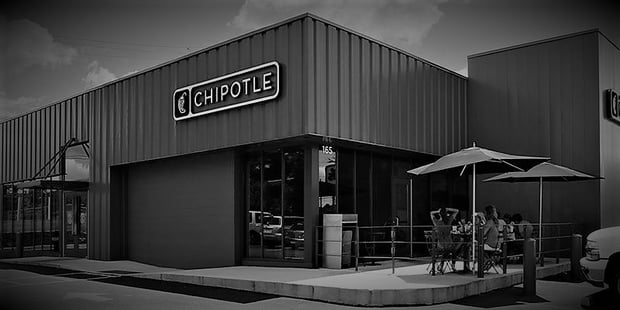 Chipotle restaurant storefront business intelligence black and white