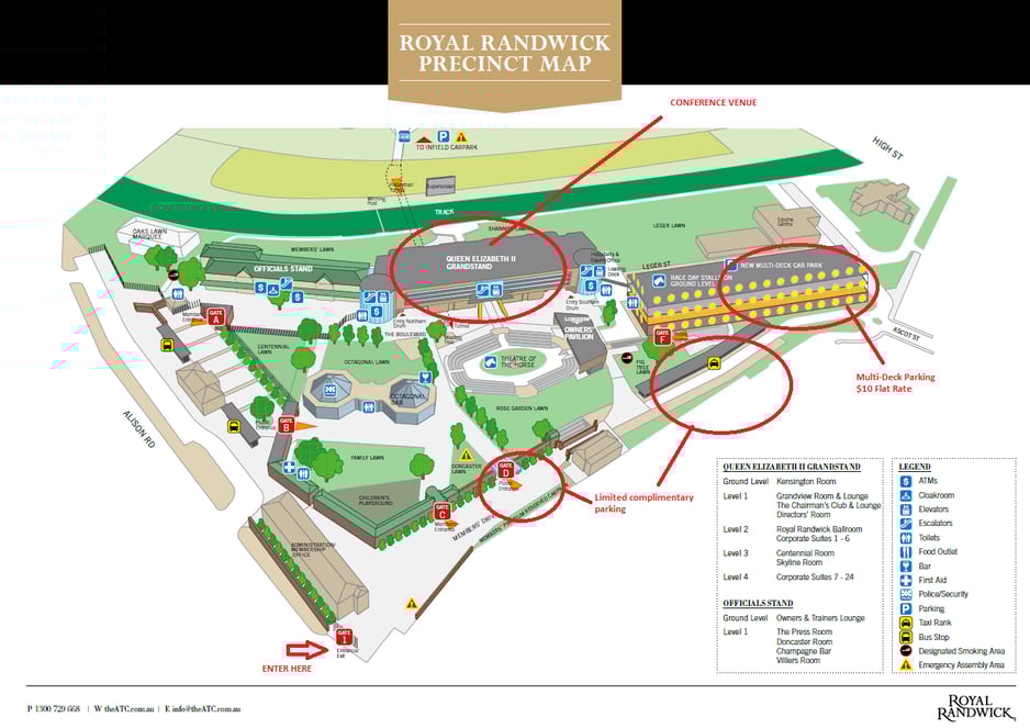 Royal Randwick Precinct Map and parking locations