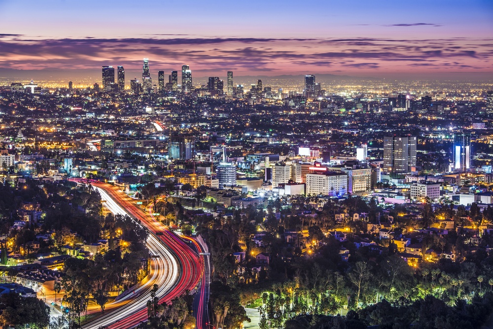 Los Angeles, California, USA early morning downtown cityscape.