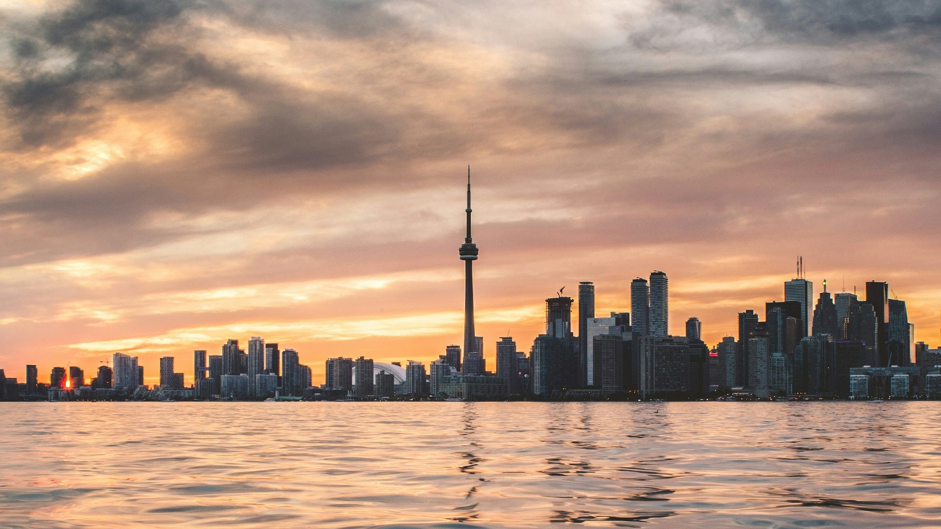 The Toronto skyline over the water